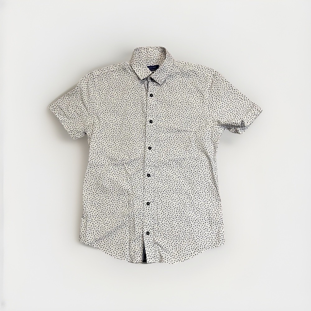 Zara Man S Slim Fit Short Sleeve Button Down Shirt White
